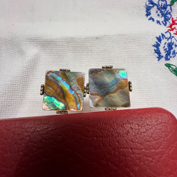 Vintage Set of Abalone Cufflinks & Tie Tack - Picture 2 of 6